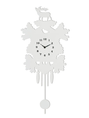 Stag Silhouette Pendulum Clock - White