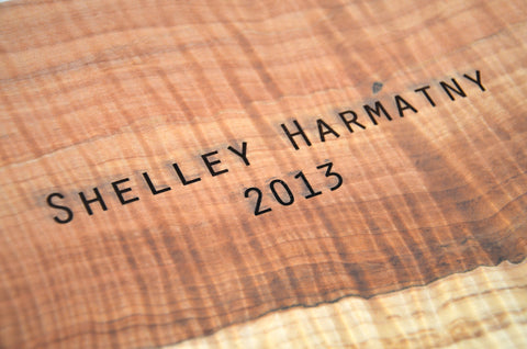 Laser Engraved Name on Wood