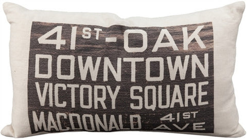 41st and Oak Bus Scroll Throw Pillow