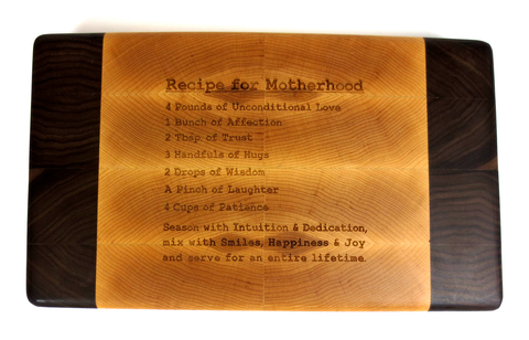 Recipe For Motherhood Engraved Cutting Board