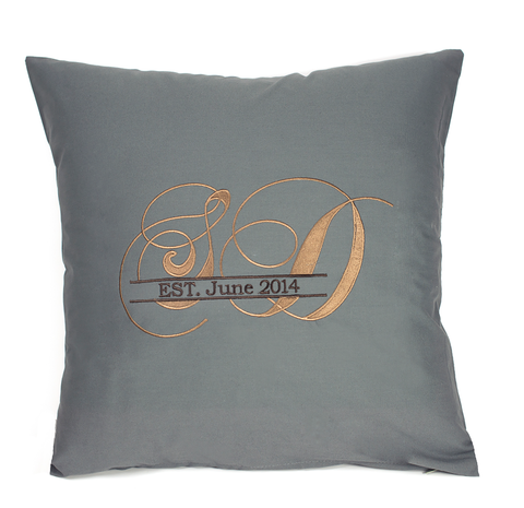 Wedding Gift - Embroidered Monogrammed Pillow Design